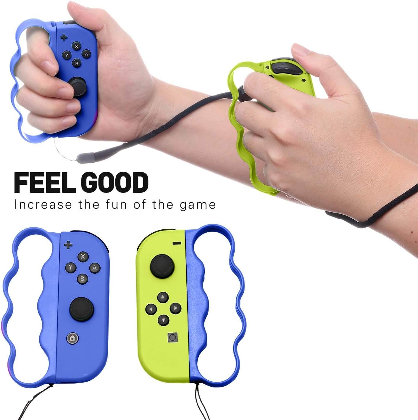 ECHZOVE Fitness Boxing Grips for Nintendo Switch - Lightweight Ergonomic Joy-Con Handles with Secure Lock for Switch Sports & Fitness Boxing Games - Compatible with Fitness Boxing 3-2 Packs (Blue)