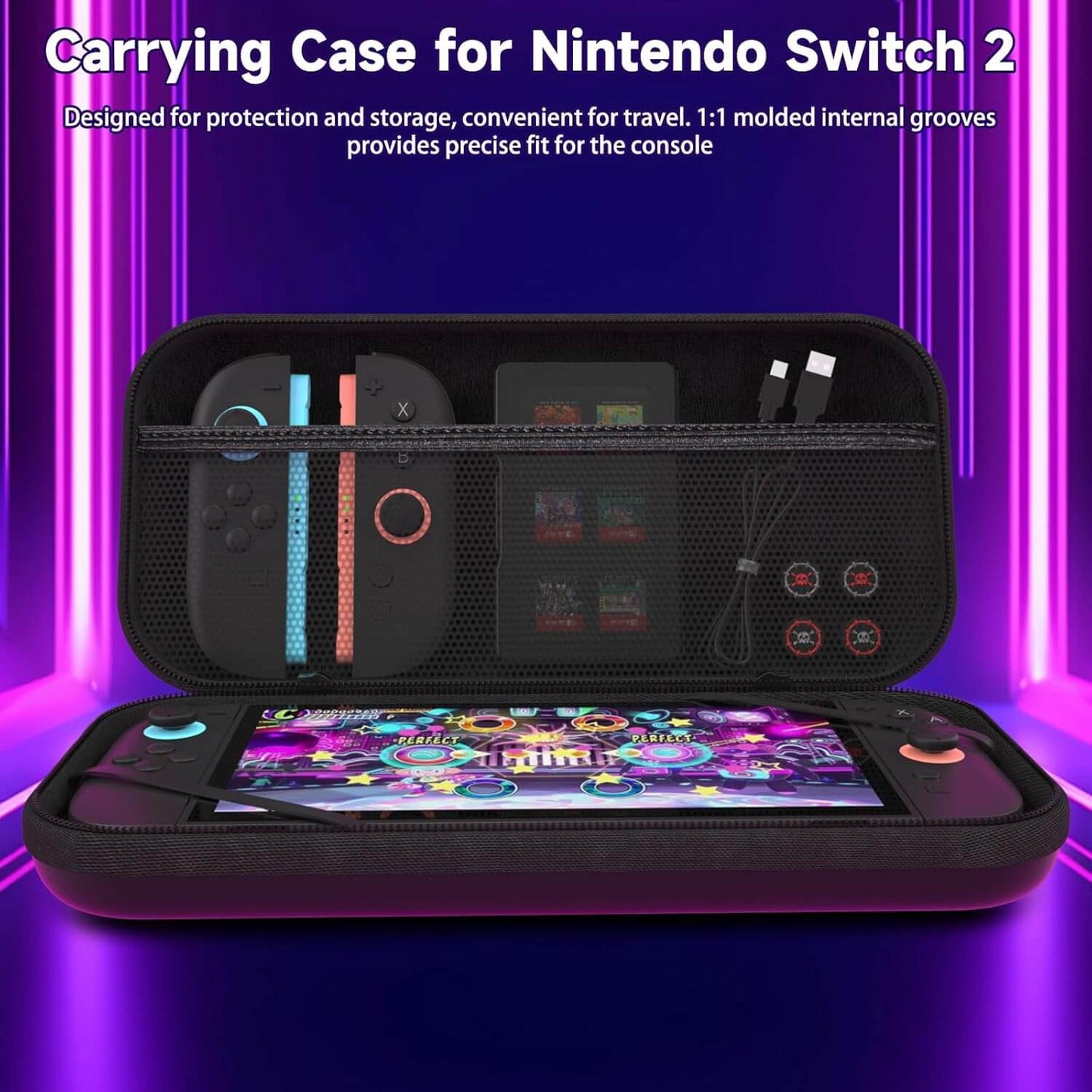 Switch 2 Accessories Bundle - 9-in-1 Carrying Case Kit with Charger Dock, Joy-Con Wheels, Grips, Screen Protector, Protective Cover - Gift Set for Nintendo Switch 2 Console Owners & Mario Kart Fans