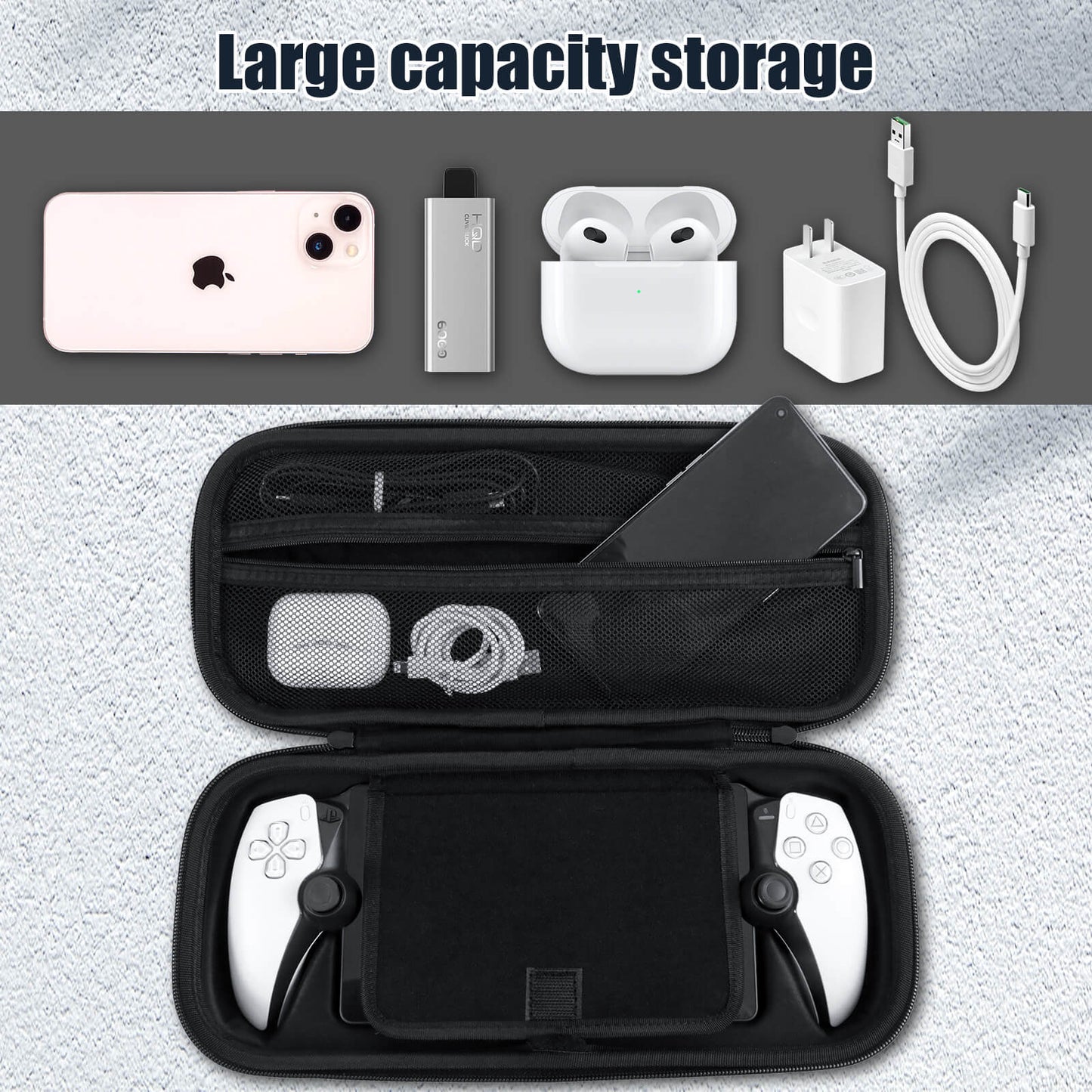 PlayStation Portal Remote Player Carrying Case, PS5 Portal Hard Carrying Case - Black