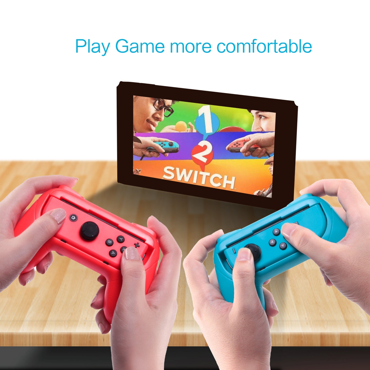 Joy Con Grip Kit for Nintendo Switch, Comfort Controller Grip for Nintendo Switch 2019 - Blue and Red (2 Packs) - ECHZOVE