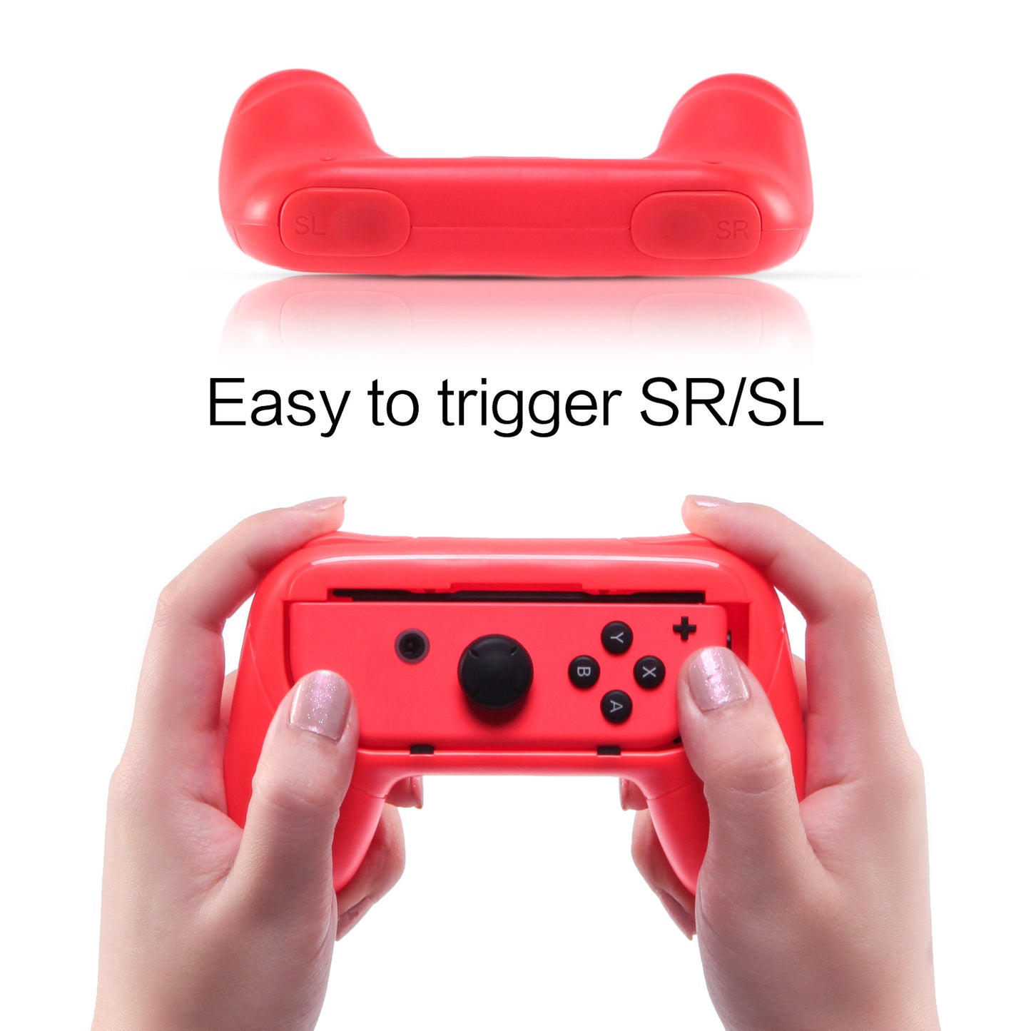 Joy Con Grip Kit for Nintendo Switch, Comfort Controller Grip for Nintendo Switch 2019 - Blue and Red (2 Packs) - ECHZOVE
