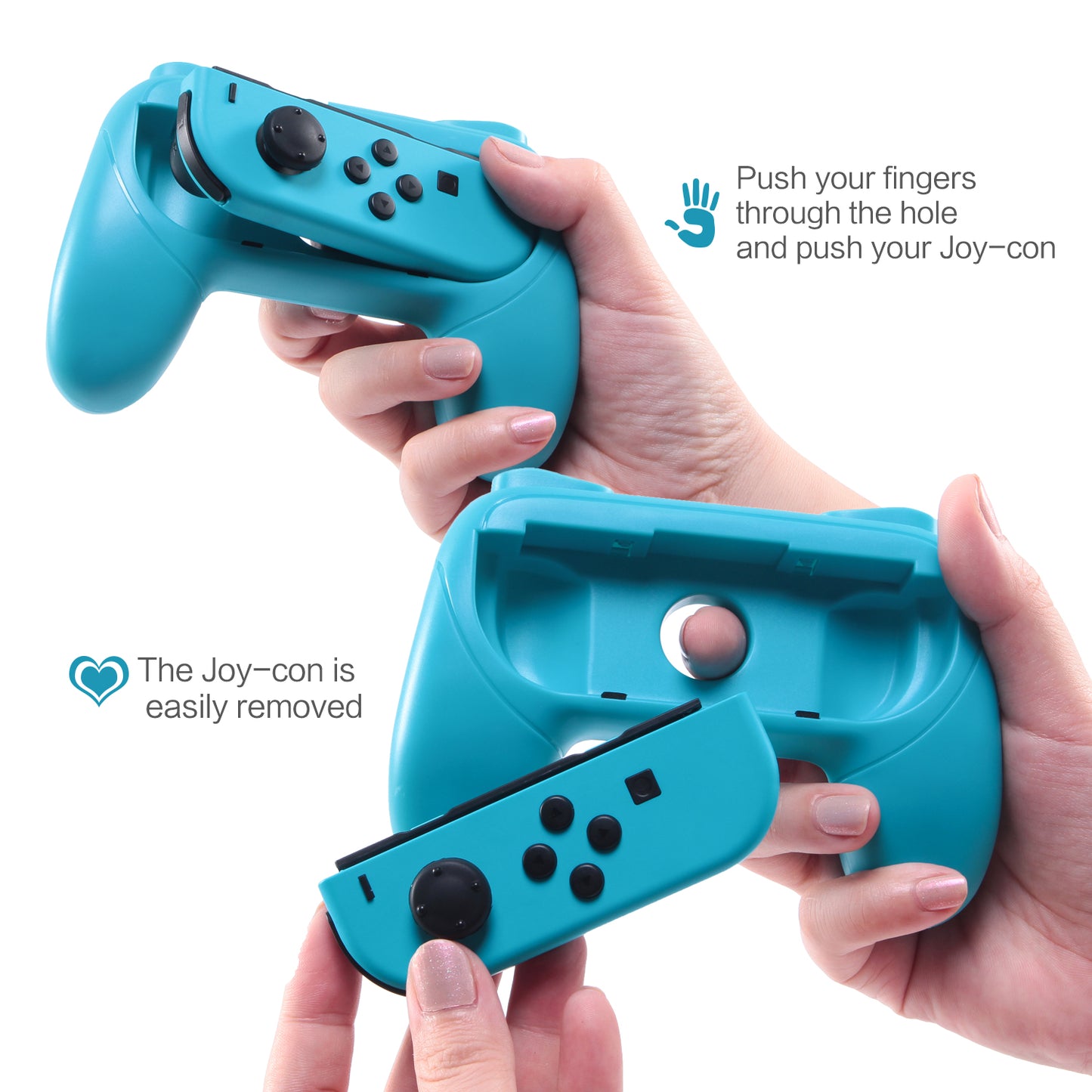Joy Con Grip Kit for Nintendo Switch, Comfort Controller Grip for Nintendo Switch 2019 - Blue and Red (2 Packs) - ECHZOVE