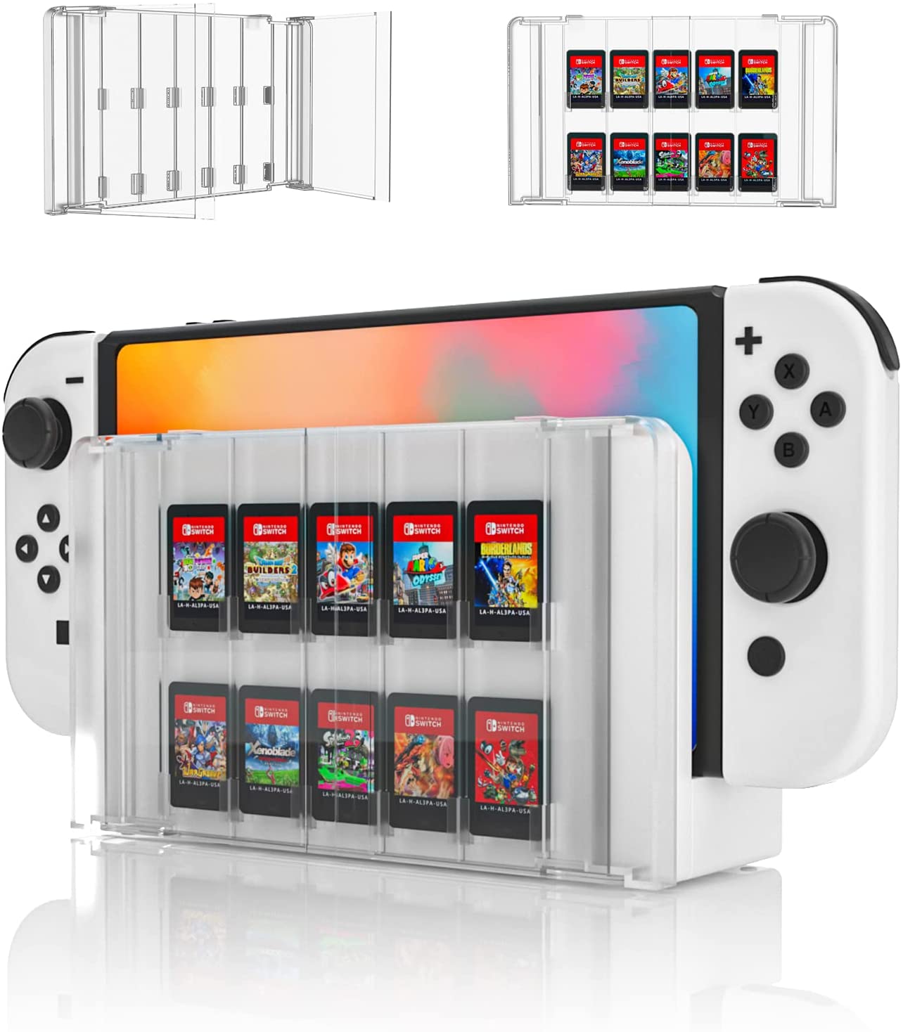 for Nintendo Switch OLED Storage Bag 9H Tempered Glass Protective Film Game  Card Case PC Crystal Hard Shell Thumb Grip Caps