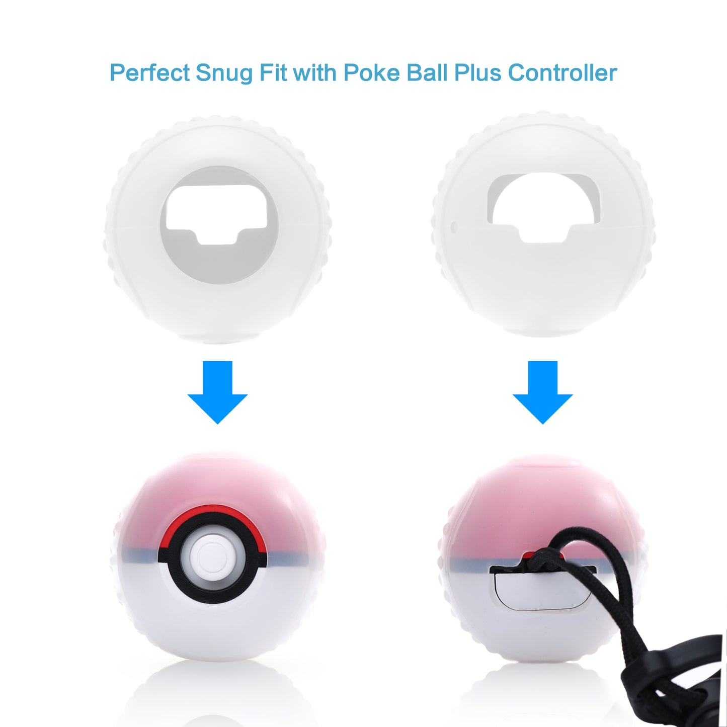 Carrying Case and Clear case for Nintendo Switch Poke Ball Plus Controller, Protective Case for Poke Ball Plus and Silicone Clear Case for Poke Ball Plus with 6 Thumb Stick Caps - Black - ECHZOVE