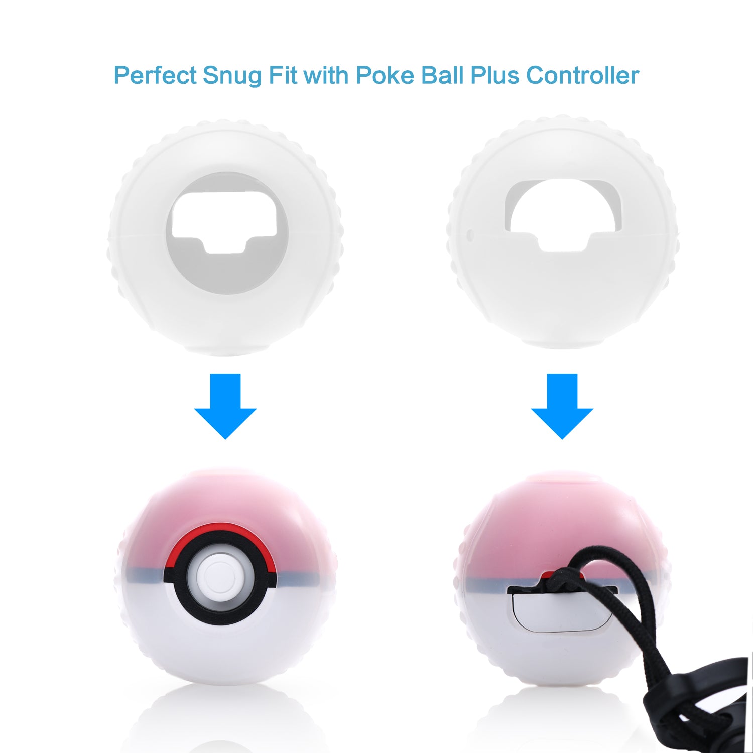 Carrying Case and Clear case for Nintendo Switch Poke Ball Plus Controller, Protective Case for Poke Ball Plus and Silicone Clear Case for Poke Ball Plus with 6 Thumb Stick Caps - Black - ECHZOVE
