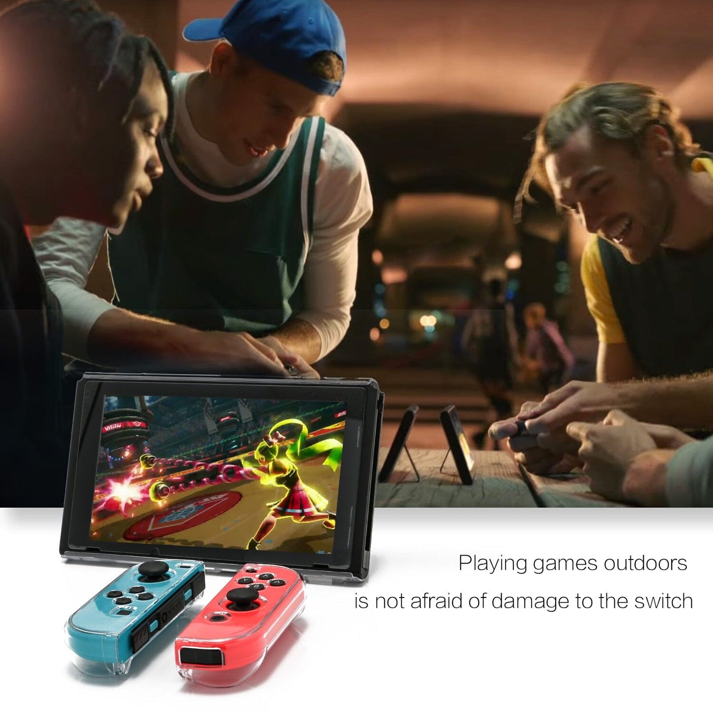 Dockable Case for Nintendo Switch, Protective Case for Nintendo Switch with a Tempered Glass Screen Protector and 6 Joy Stick Covers, Fit into The Dock Station - Clear Nintendo Switch Accessories ECHZOVE