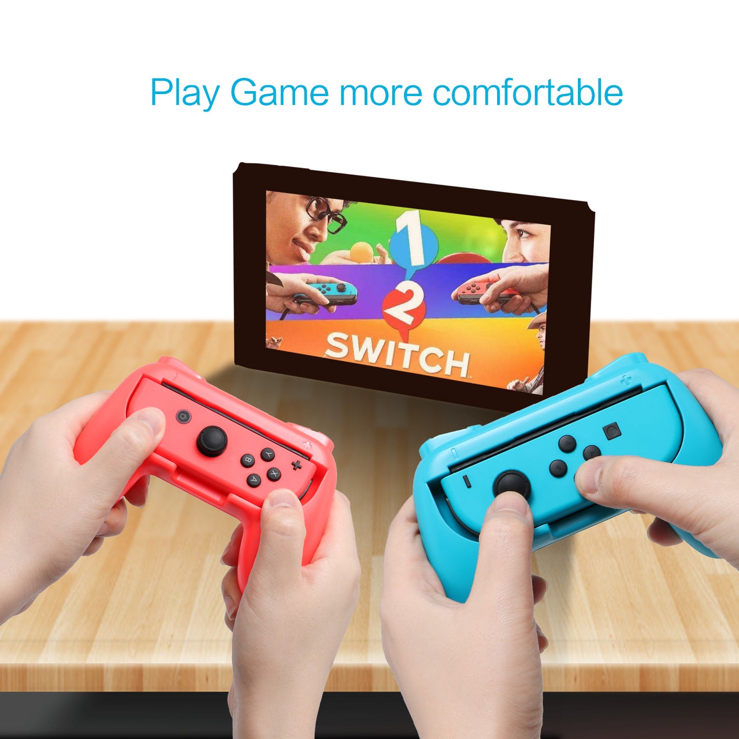Grip Kit for Nintendo Switch Joy Con Controller, Nintendo Switch Accessories Joy Con Grip - BlueRed (2 Pack) - ECHZOVE