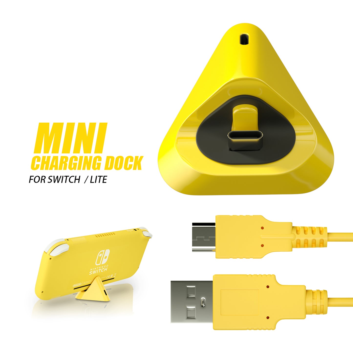 Portable Charging Dock for Nintendo Switch Lite, Switch lite Dock with Type C Input Port and USB Charging Cable - ECHZOVE
