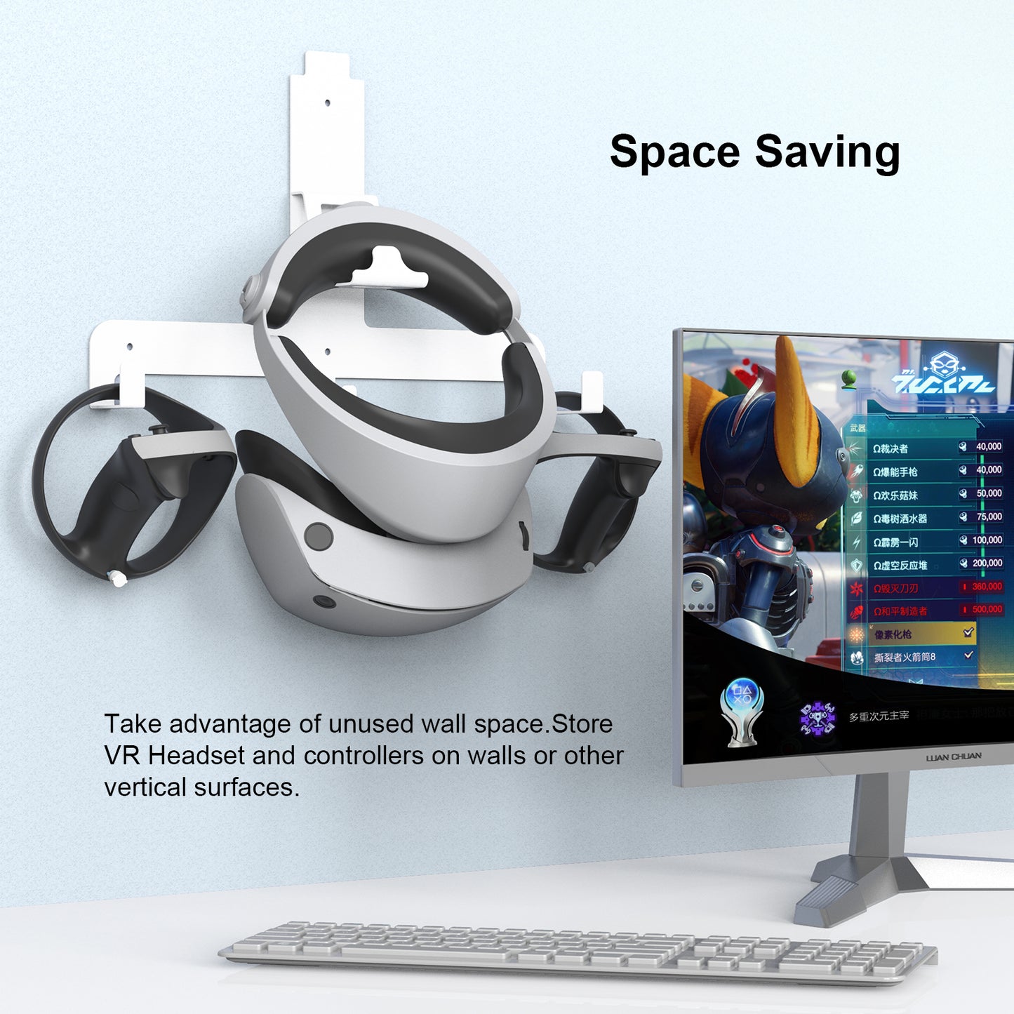 PS VR2 Wall Mount Storage Stand for PS5 Controller and PS VR2 Accessories