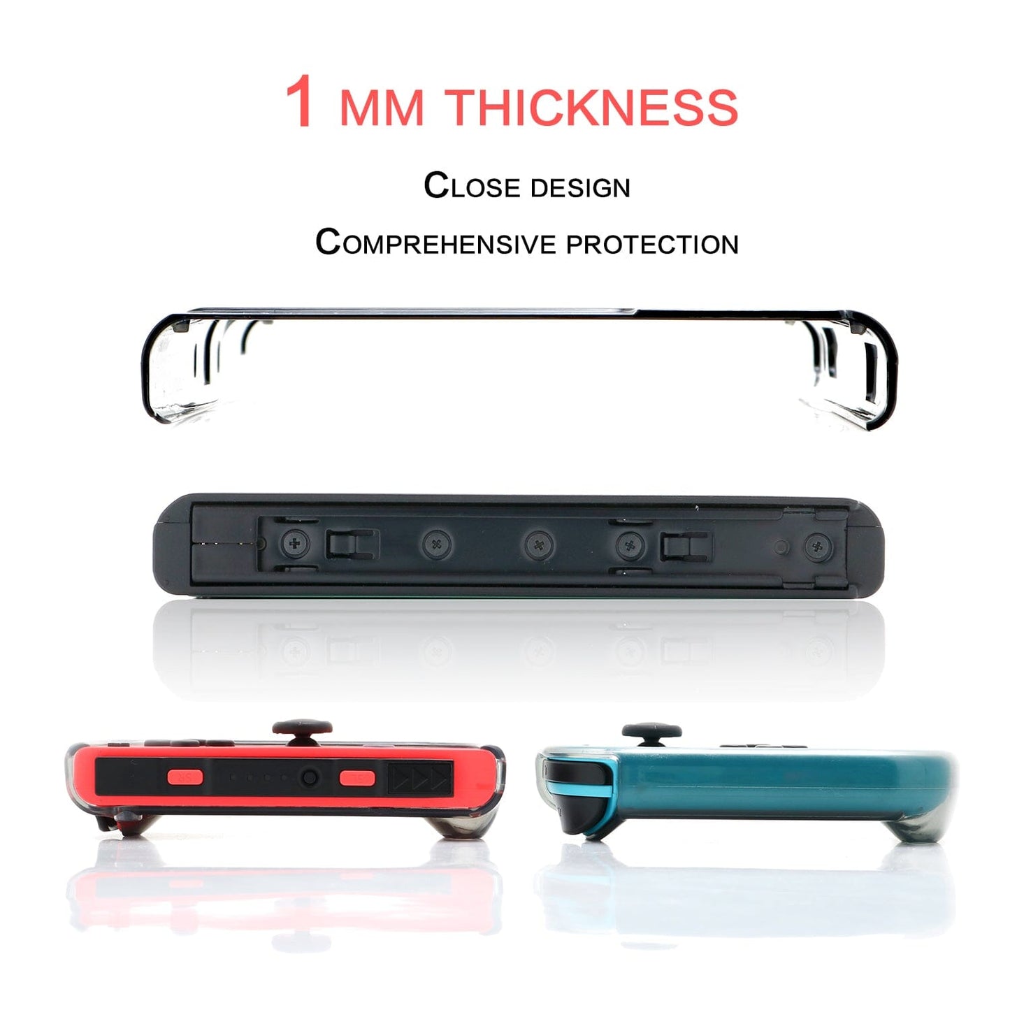 Dockable Case for Nintendo Switch, Protective Cover Case for Nintendo Switch with Soft TPU Grip Case for Joy-Con, Tempered Glass Screen Protector and 6 Thumb Stick Caps - Black Nintendo Switch Accessories ECHZOVE
