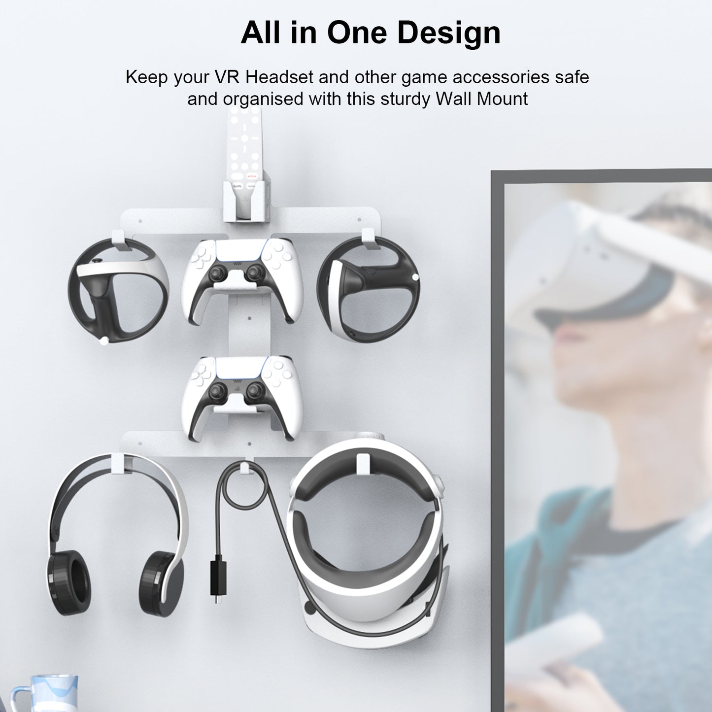 PS VR2 Wall Mount Storage Stand for PS5 Controller and PS VR2 Accessories