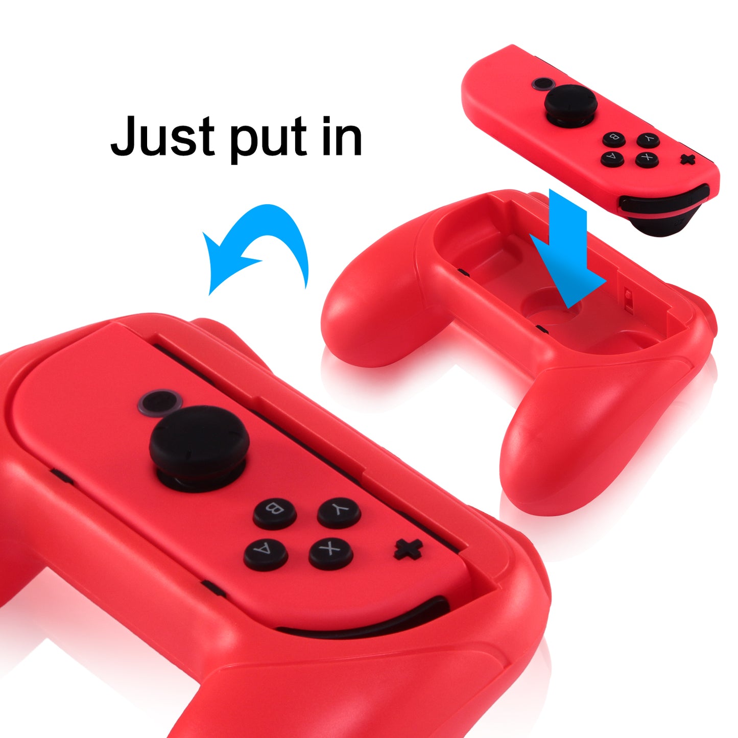 Joy Con Grip Kit for Nintendo Switch, Comfort Controller Grip for Nintendo Switch 2019 - Blue and Red (2 Packs) - ECHZOVE