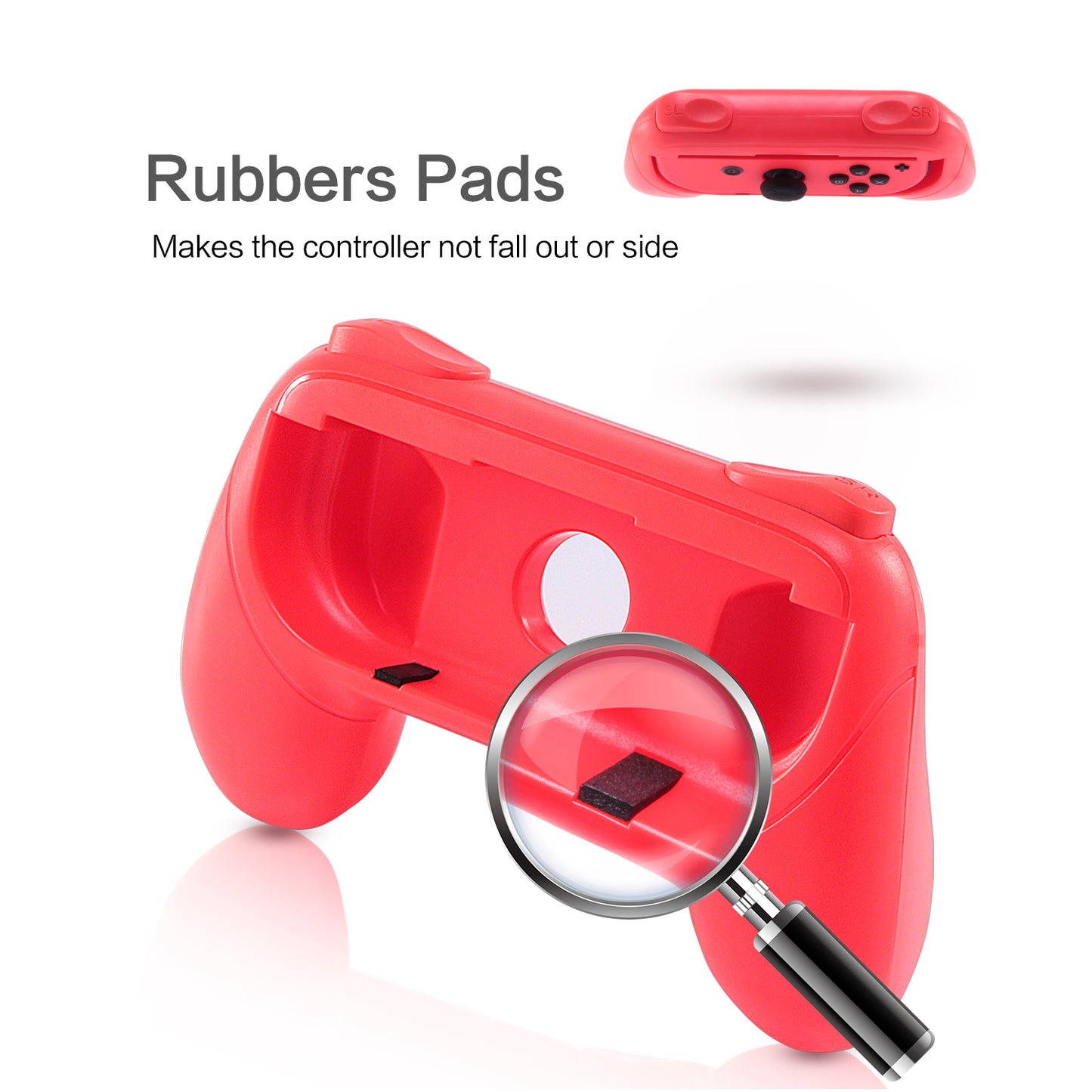 Joy Con Grip Kit for Nintendo Switch, Comfort Controller Grip for Nintendo Switch 2019 - Blue and Red (2 Packs) - ECHZOVE