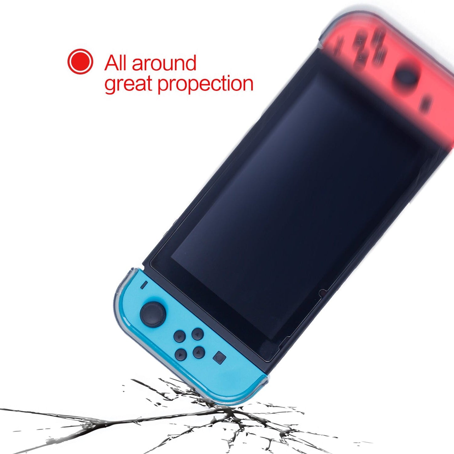 Dockable Case for Nintendo Switch, Protective Cover Case for Nintendo Switch with Soft TPU Grip Case for Joy-Con, Tempered Glass Screen Protector and 6 Thumb Stick Caps - Black Nintendo Switch Accessories ECHZOVE