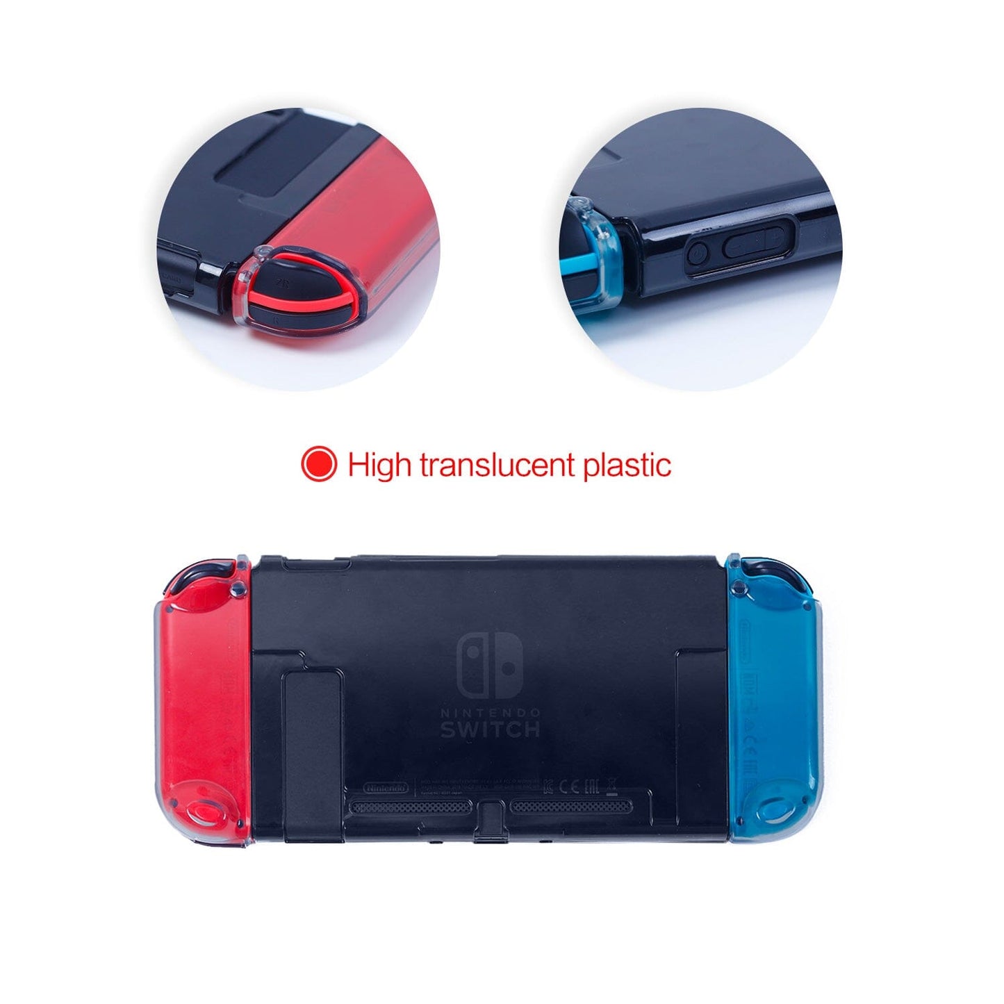 Dockable Case for Nintendo Switch, Protective Cover Case for Nintendo Switch with Soft TPU Grip Case for Joy-Con, Tempered Glass Screen Protector and 6 Thumb Stick Caps - Black Nintendo Switch Accessories ECHZOVE