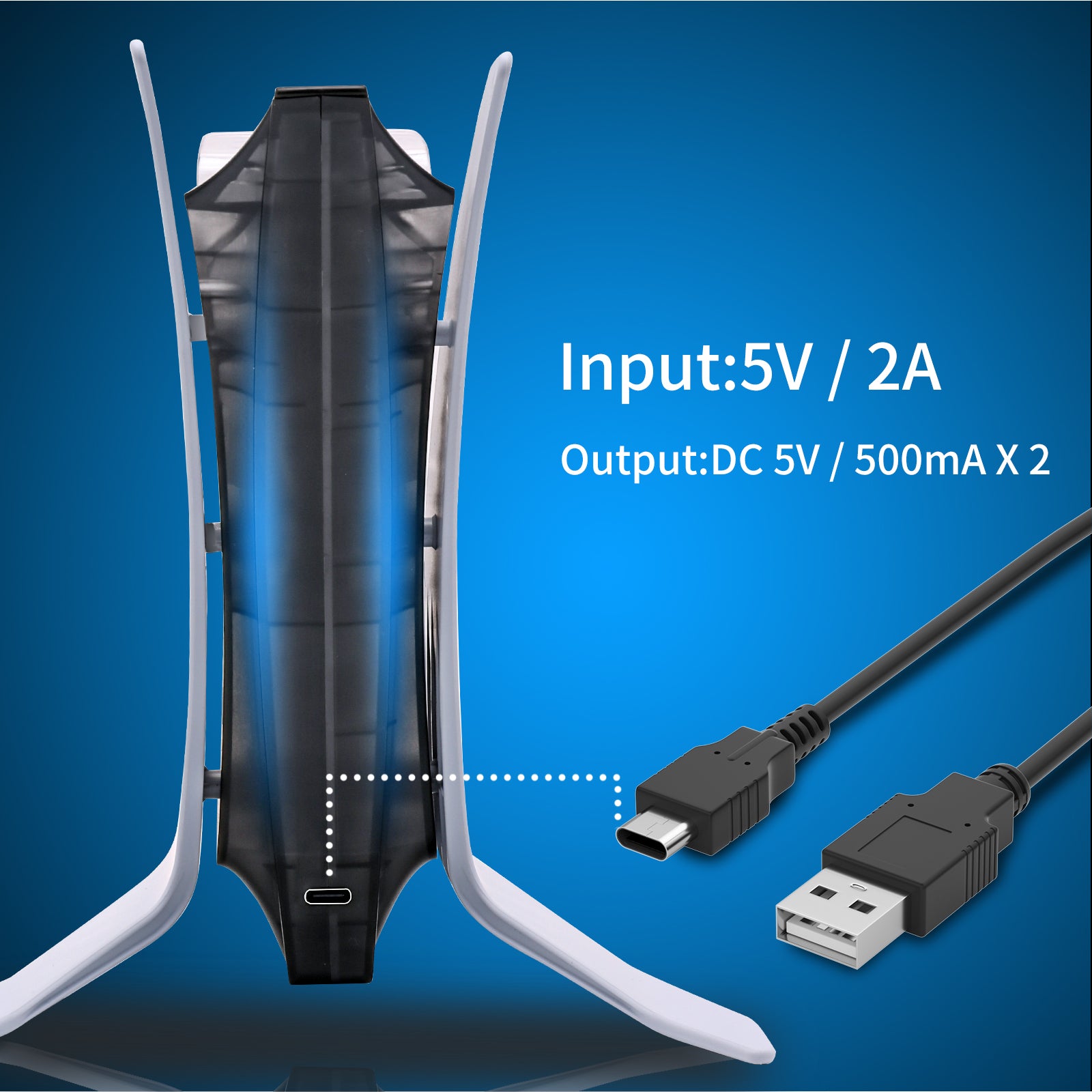 PS5 Controller Charger, Playstation 5 Controller Charging Station with LED Light - ECHZOVE