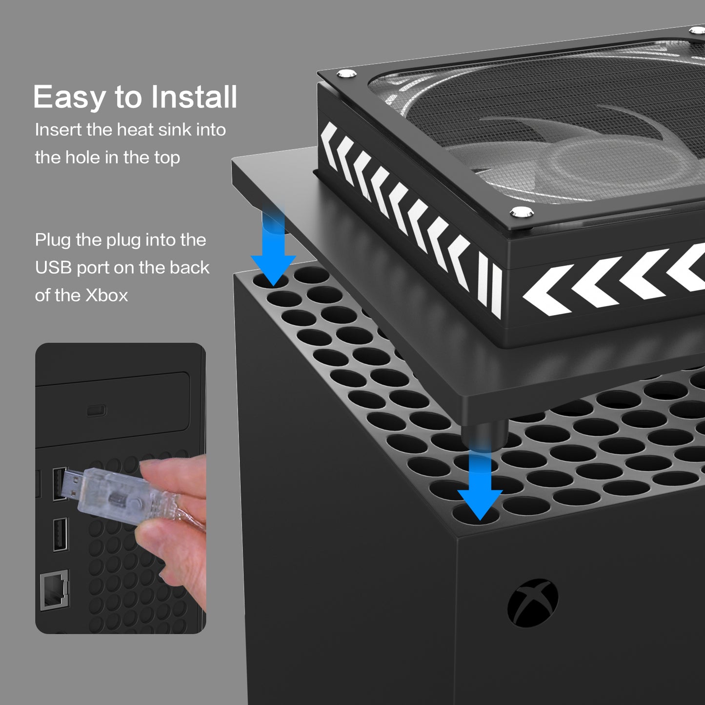 Xbox Series X LED Fan, Cooling Fan for Xbox Series X with LED RGB Light, USB Powered and Remote Control or App Control, Various Colorful LED Lights, Low Noise, Xbox Series X Accessories
