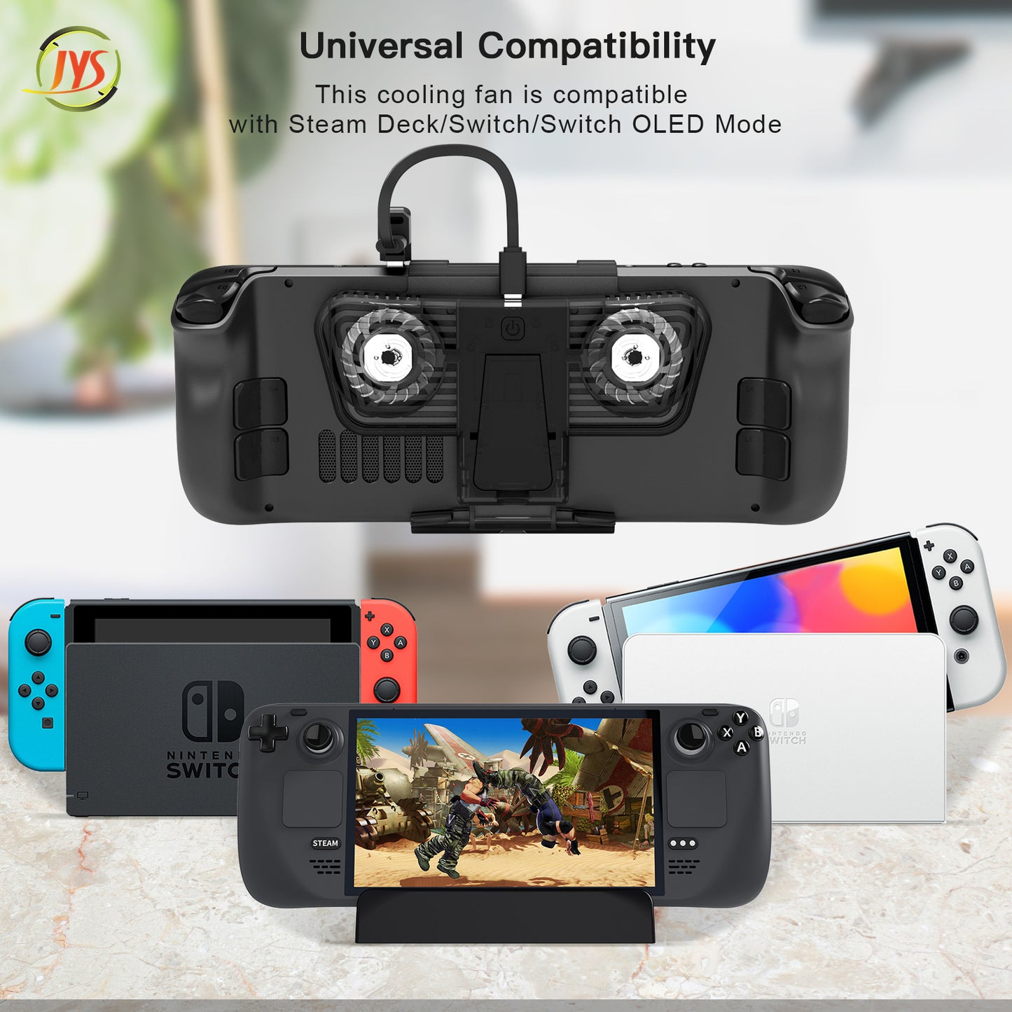 Steam Deck Cooling Fan, Dual Cooling Fan for Nintendo Switch, Switch OLED or Steam Deck with Cable - Black