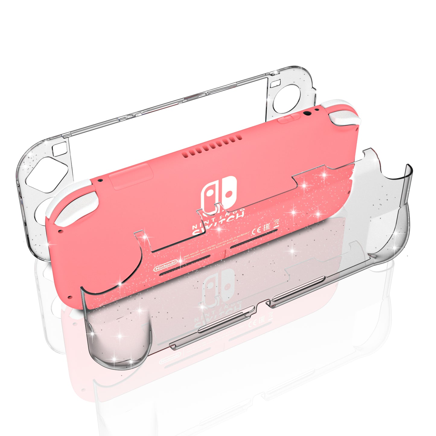 Glitter Comfort Grip Case for Switch lite, Protective Hard Case for Switch lite - Turquoise - ECHZOVE