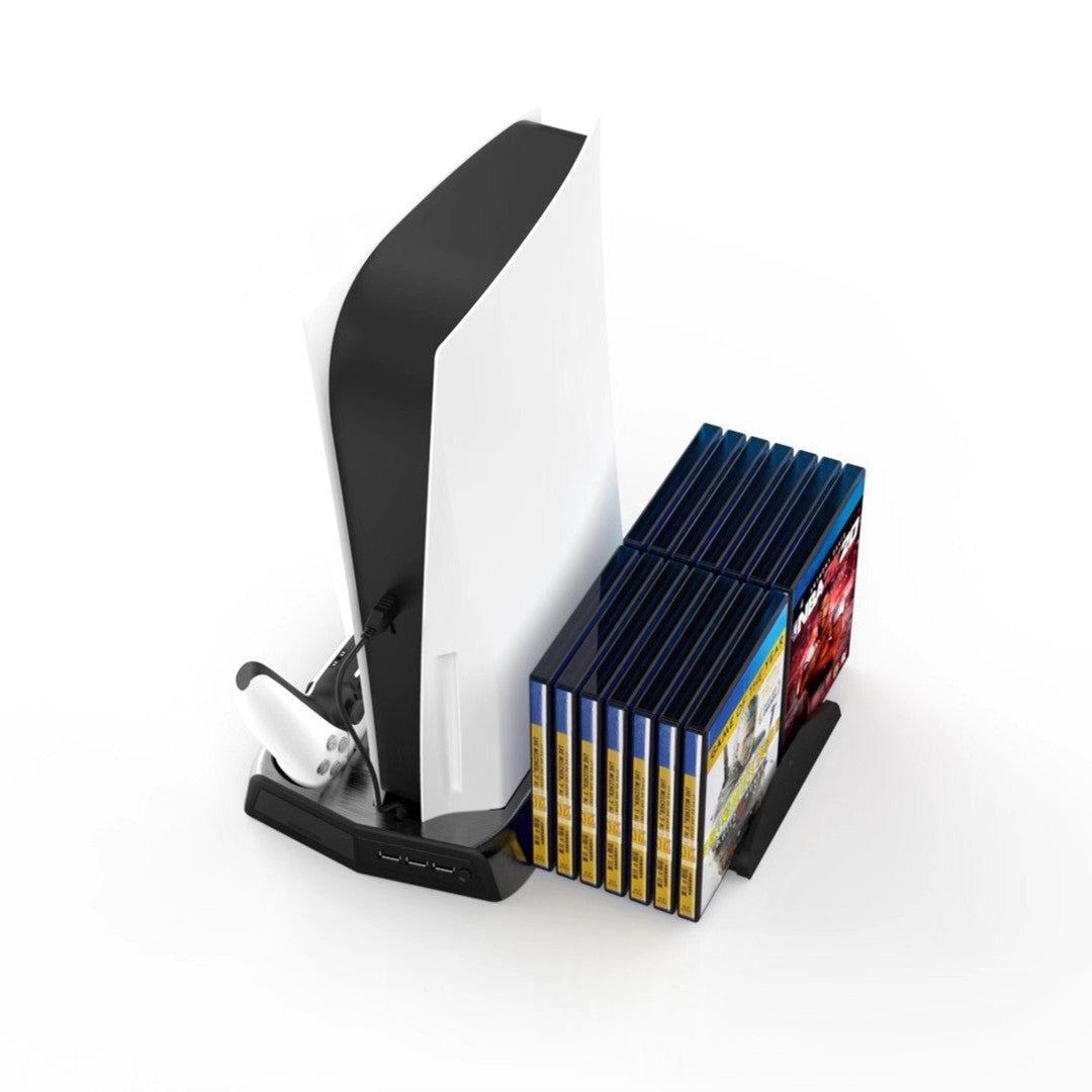 PS5 Cooling Fan Stand, Charger for PS5 Dualsense Wireless Controller, Vertical Stand for PS5 Console, Holder for PS5 Games(Up to 14 Games) - ECHZOVE