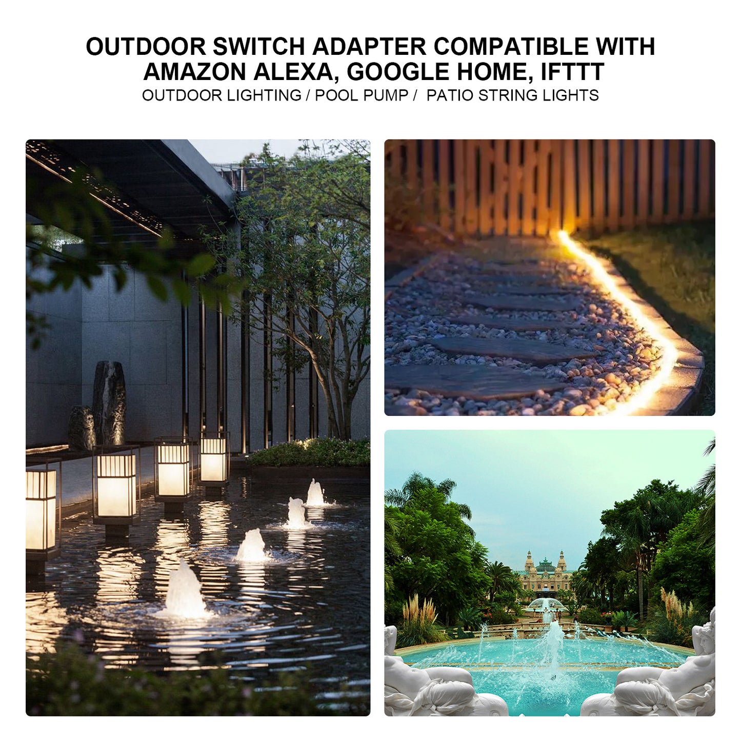 Smart WiFi Outdoor Plug, Smart Outlet Compatible with Alexa, Google Home, IFTTT, Timer and Remote Control, IP55 Waterproof, Over-Current Protection, Smart Outdoor Switch with Energy Monitoring - ECHZOVE