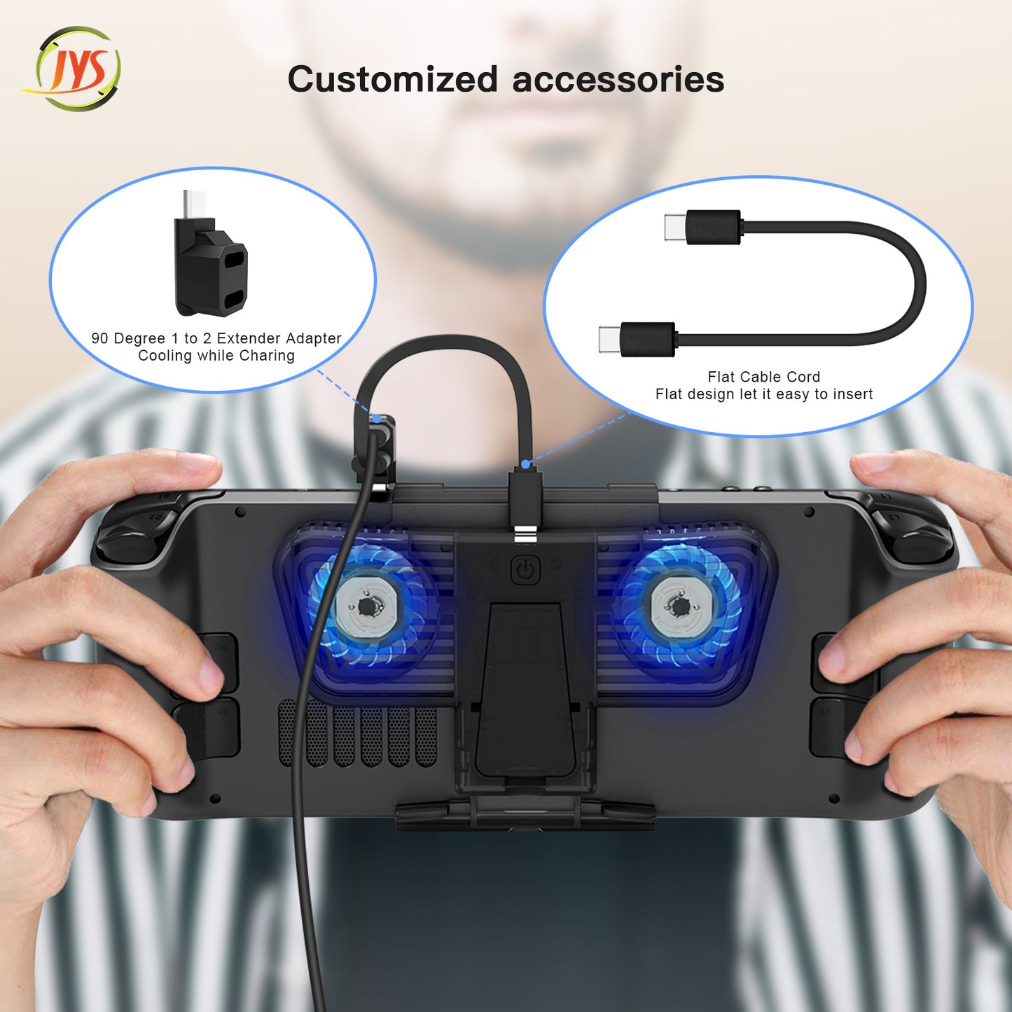 Steam Deck Cooling Fan, Dual Cooling Fan for Nintendo Switch, Switch OLED or Steam Deck with Cable - Black
