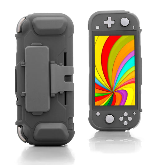TPU Protective Case for Nintendo Switch lite, Cover Case for Nintendo Switch lite with Kickstand and 4 Game Card Slots - Gray - ECHZOVE