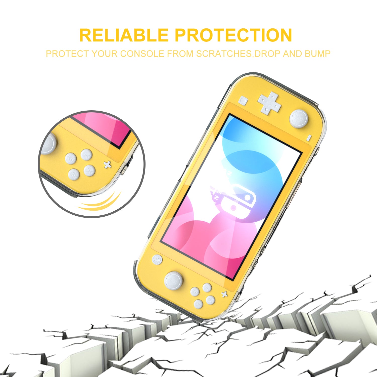 TPU Case for Nintendo Switch Lite, Clear Protective Case for Nintendo Switch Lite with Tempered Glass Screen Protector - Clear - ECHZOVE