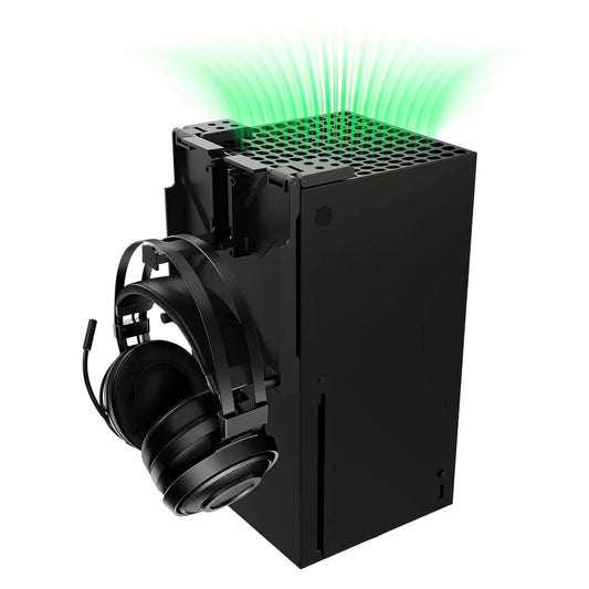 Dust Proof Cover for Xbox Series X Console, Adjustable Dust Filter Top Cover for Xbox Series X with Headset Bracket - Black