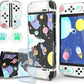 Switch OLED Case Dockable Protective Cover - Clear Glitter Shell with Tempered Glass & Thumb Grips, Cute Rocket Design for Girls - All-Around Protection for Nintendo Switch OLED Console Accessories