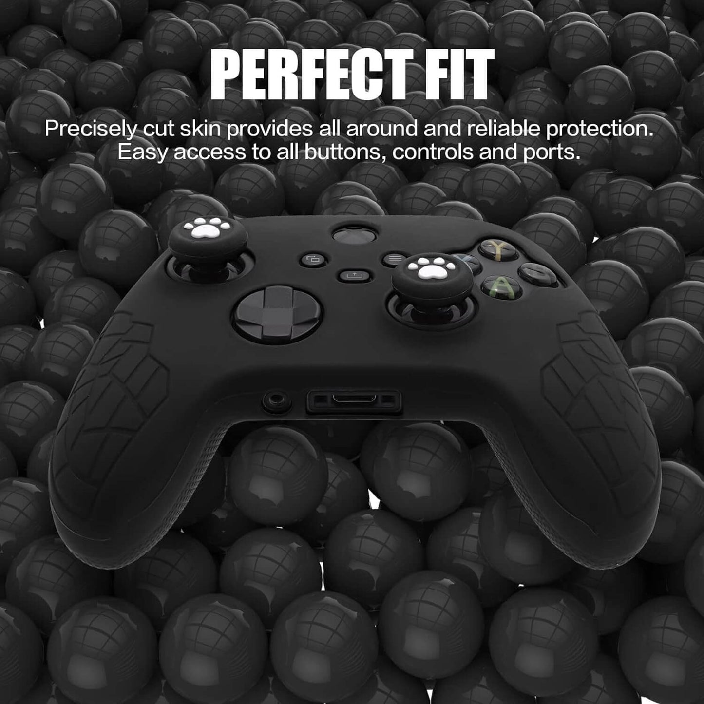 Xbox Series X Skin – Anti-Slip Silicone Controller Cover (All Black)
