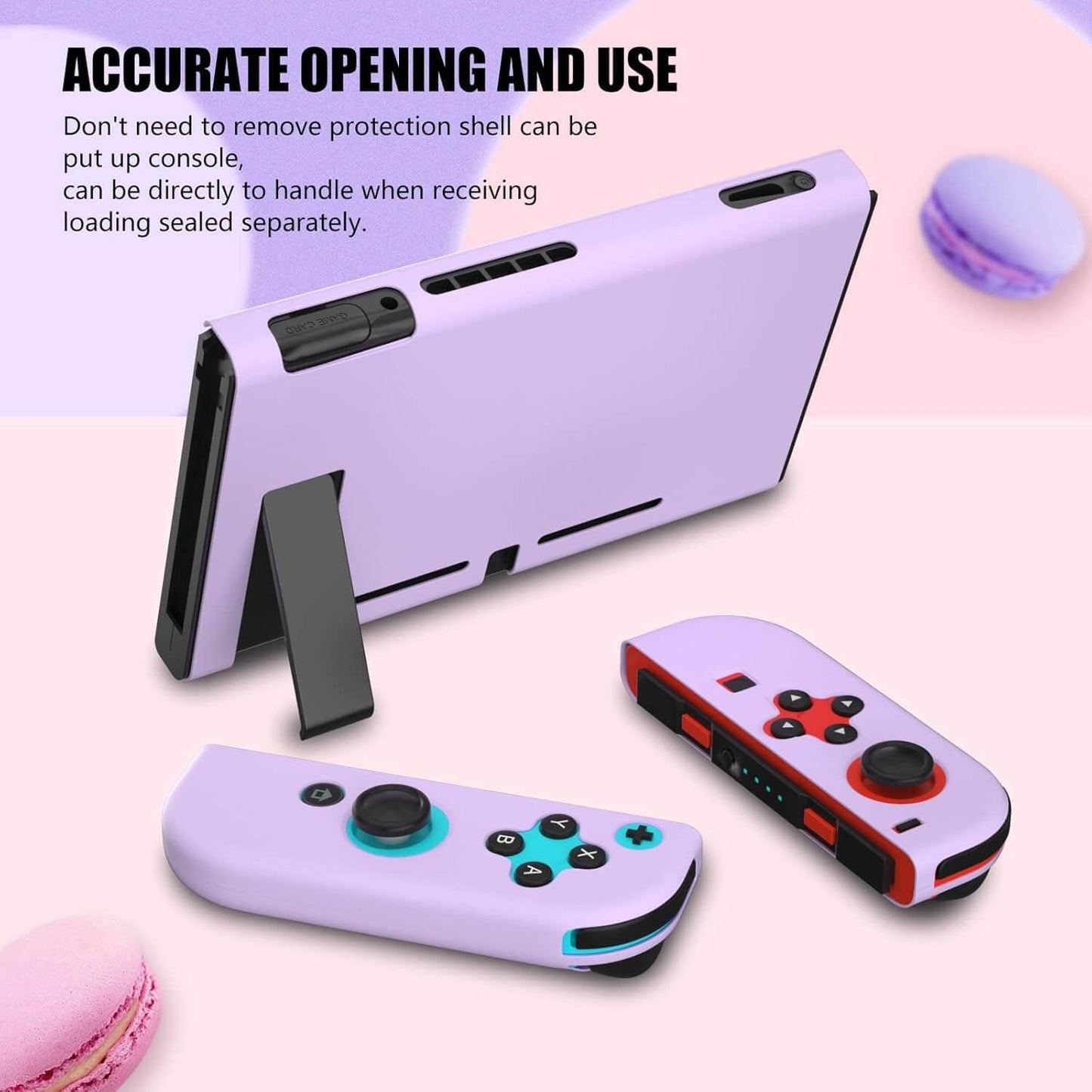 Switch Purple Case, Switch Case with Screen Protector and Cute Thumb Grips, Switch Hard Shell Case Protector Purple