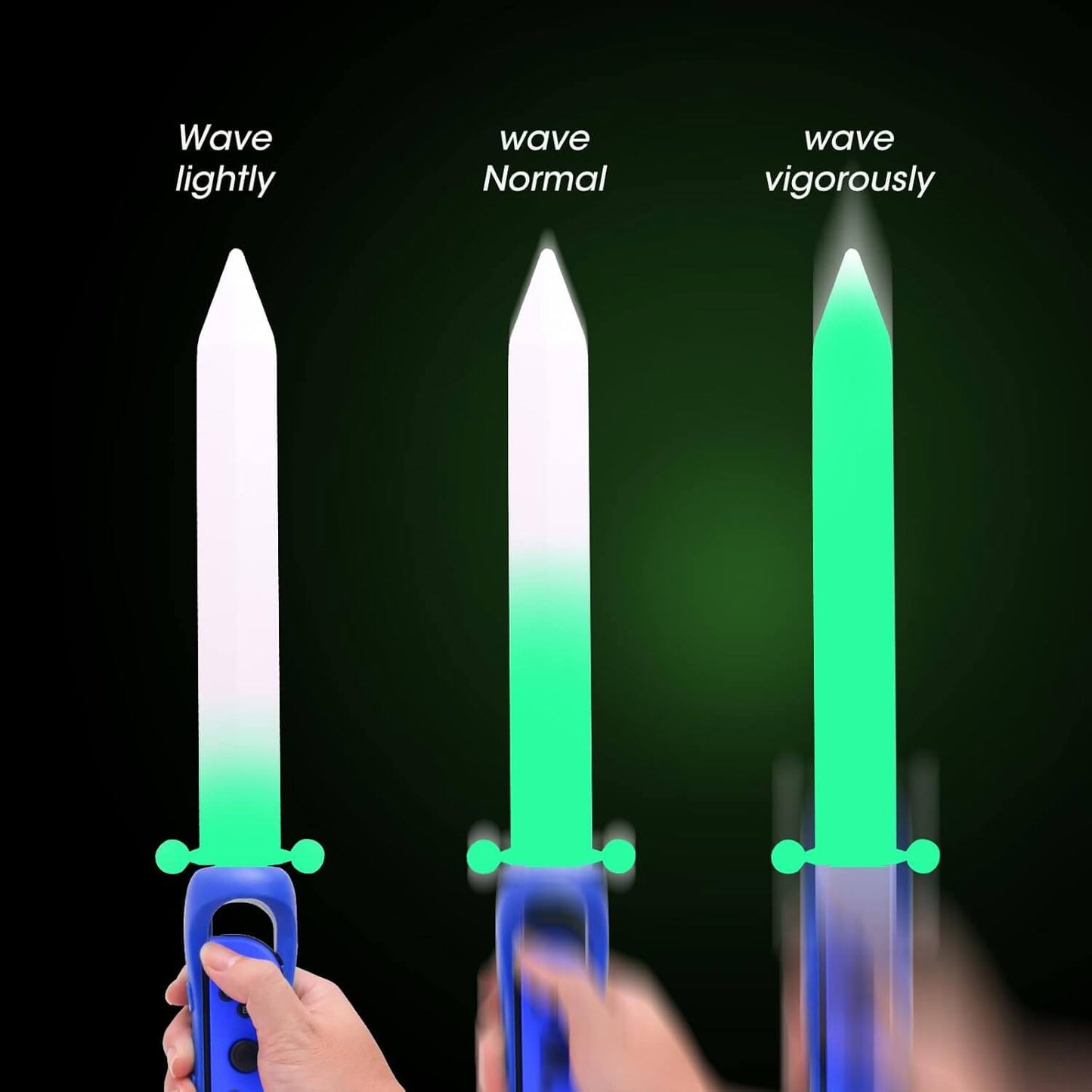 LED Game Sword for Nintendo Switch Joy-Con, Hand Grip for Skyward Sword Switch Game with Hand Strap - Dark Blue