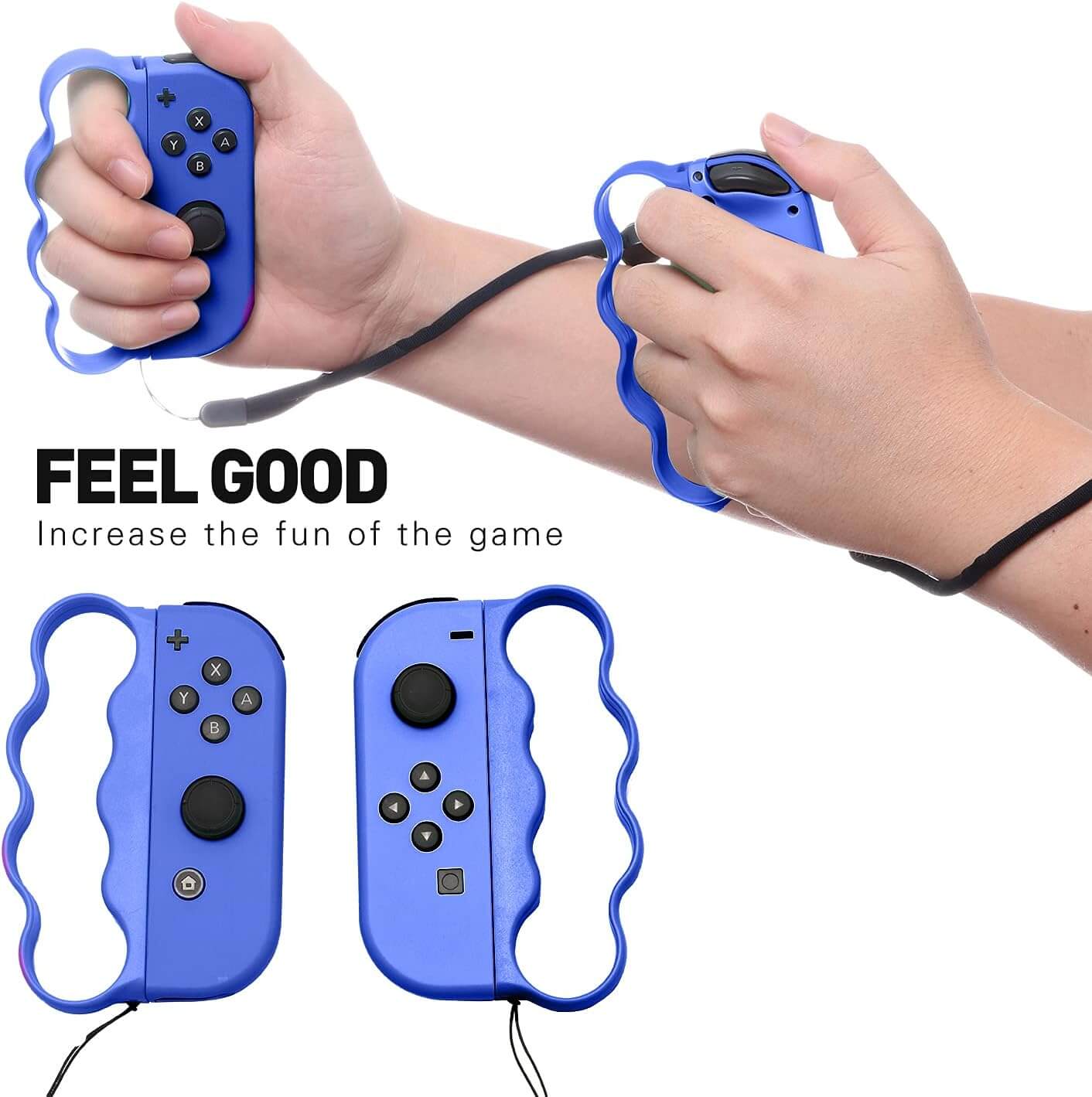 ECHZOVE Fitness Boxing Grips for Nintendo Switch - Lightweight Ergonomic Joy-Con Handles with Secure Lock for Switch Sports & Fitness Boxing Games - Compatible with Fitness Boxing 3-2 Packs (Blue)