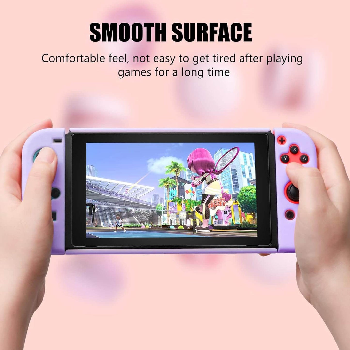 Switch Purple Case, Switch Case with Screen Protector and Cute Thumb Grips, Switch Hard Shell Case Protector Purple