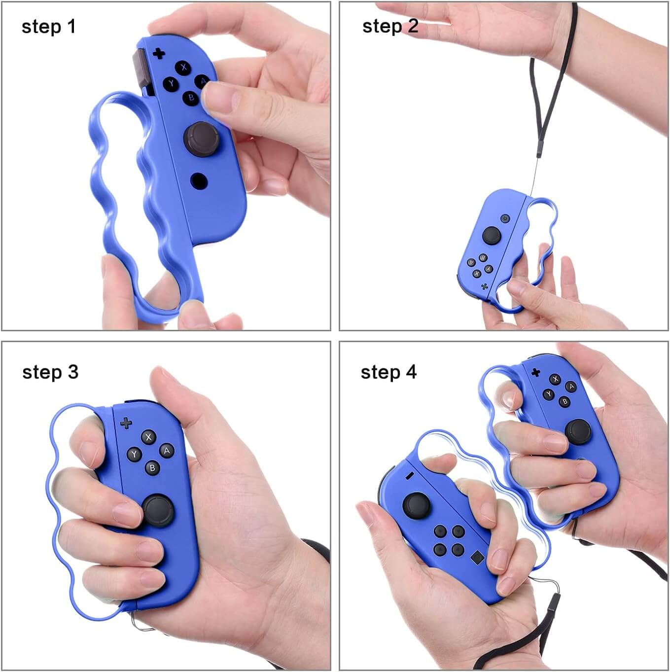 ECHZOVE Fitness Boxing Grips for Nintendo Switch - Lightweight Ergonomic Joy-Con Handles with Secure Lock for Switch Sports & Fitness Boxing Games - Compatible with Fitness Boxing 3-2 Packs (Blue)