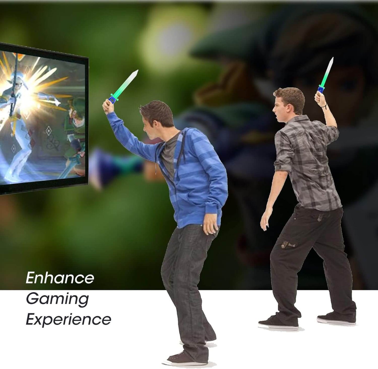 LED Game Sword for Nintendo Switch Joy-Con, Hand Grip for Skyward Sword Switch Game with Hand Strap - Dark Blue