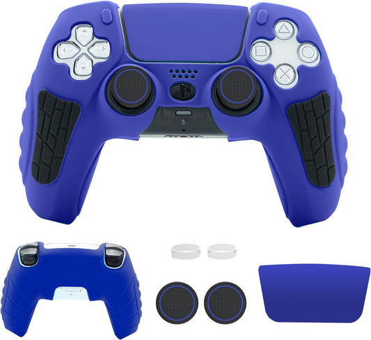 ECHZOVE PlayStation 5 Controller Cover Case, Anti-Slip Silicone Cover Skin for PS5 Wireless Controller with Thumb Grip Caps, Joystick Protectors and Cover Wrap Sticker - Blue