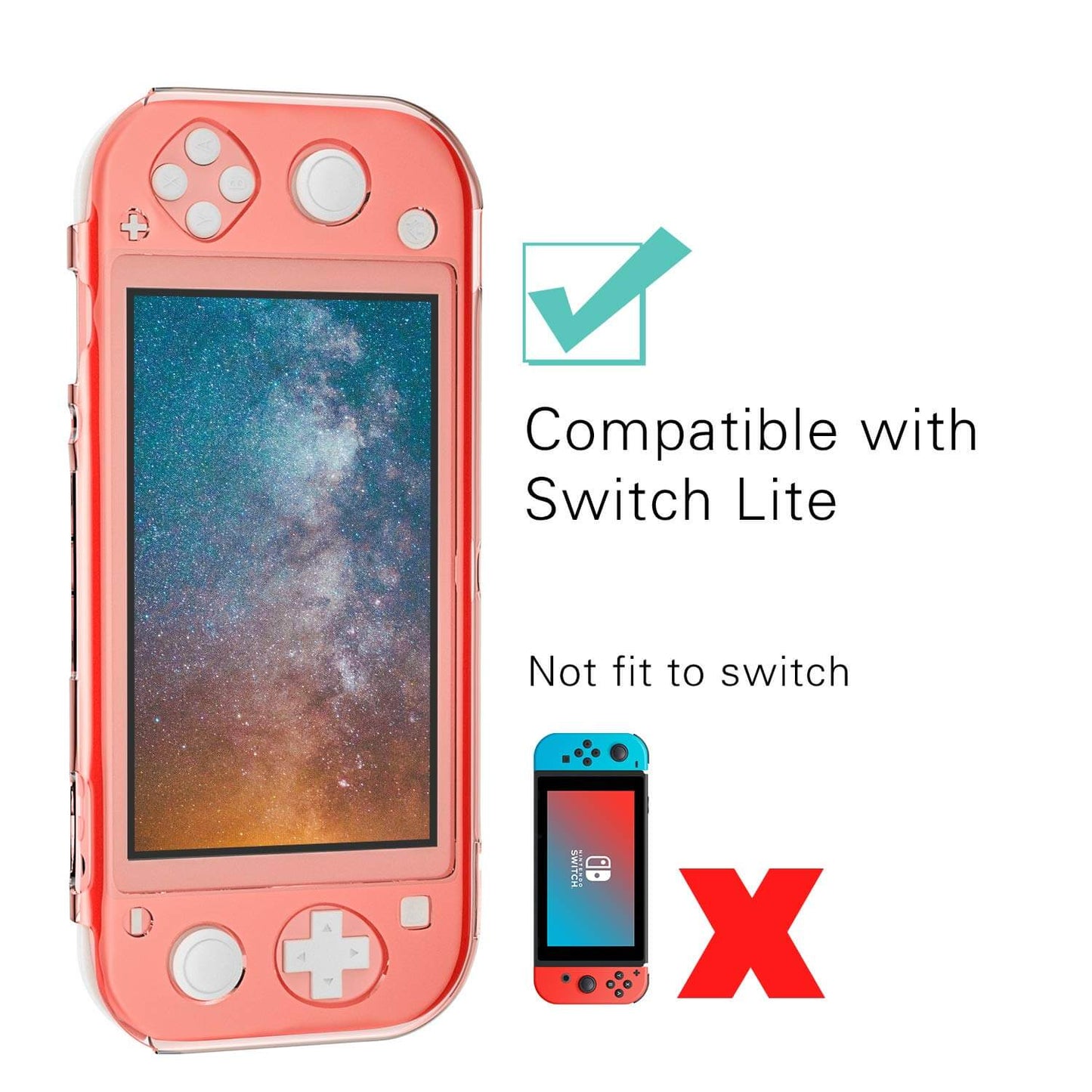 Clear Coral Case for Nintendo Switch lite, Coral Grip Case for Nintendo Switch lite
