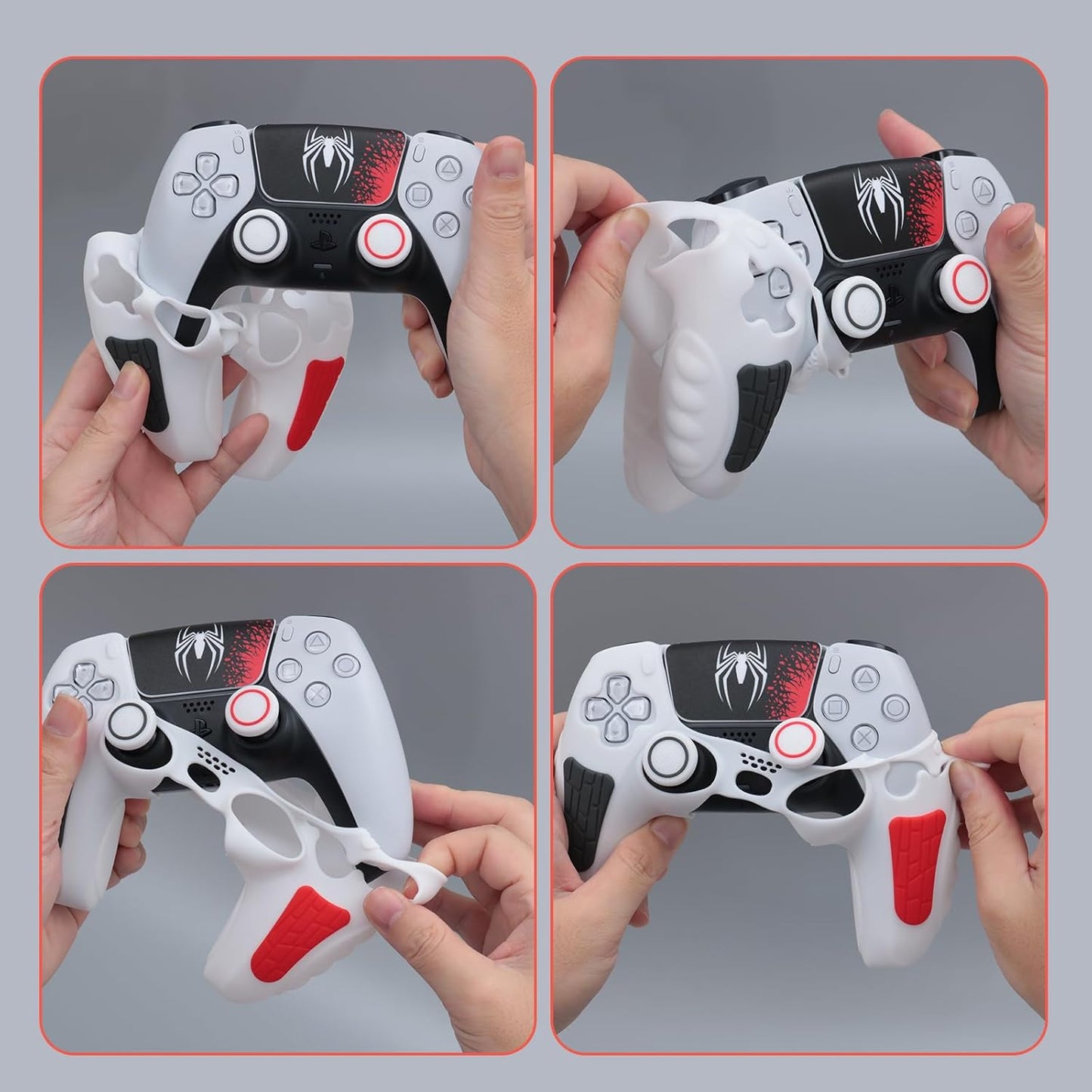 ECHZOVE PlayStation 5 Controller Cover Case, Anti-Slip Silicone Cover Skin for PS5 Wireless Controller with Thumb Grip Caps, Joystick Protectors and Cover Wrap Sticker - White