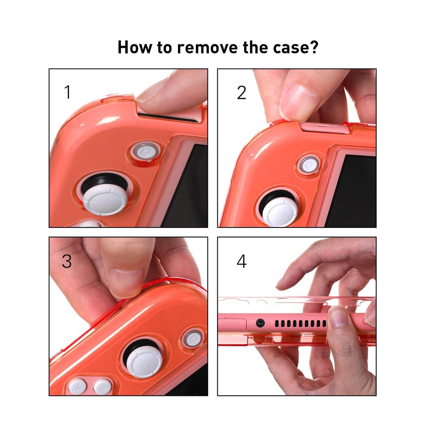 Clear Coral Case for Nintendo Switch lite, Coral Grip Case for Nintendo Switch lite