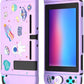 Dockable Switch Purple Case for Girls – Cute Kawaii Soft TPU Protective Cover with Thumb Grips and Screen Protector Compatible with Standard Nintendo Switch Only