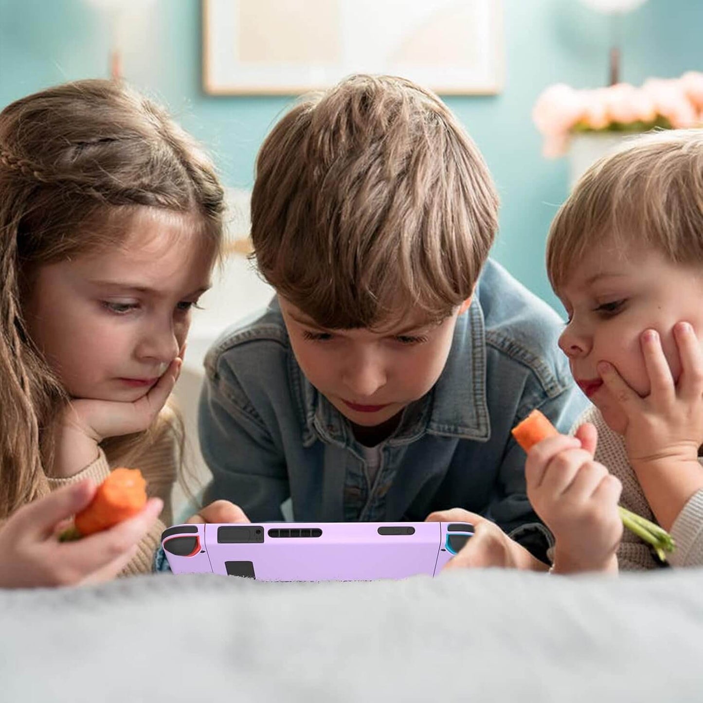 Switch Purple Case, Switch Case with Screen Protector and Cute Thumb Grips, Switch Hard Shell Case Protector Purple