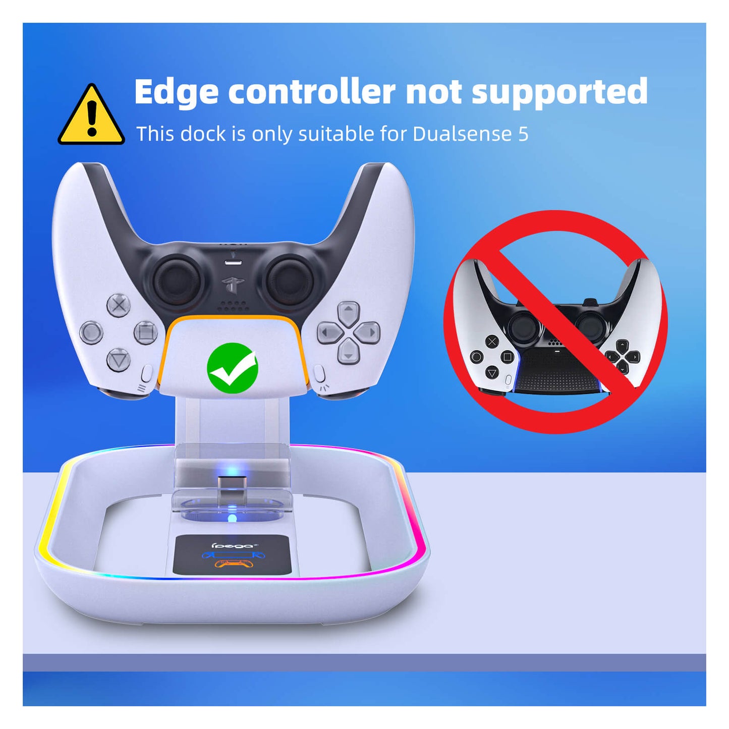 PS5 Portal Charging Station for Playstation Portal Remote Player and PS5 Controller with Charging Cable and RGB Light - White