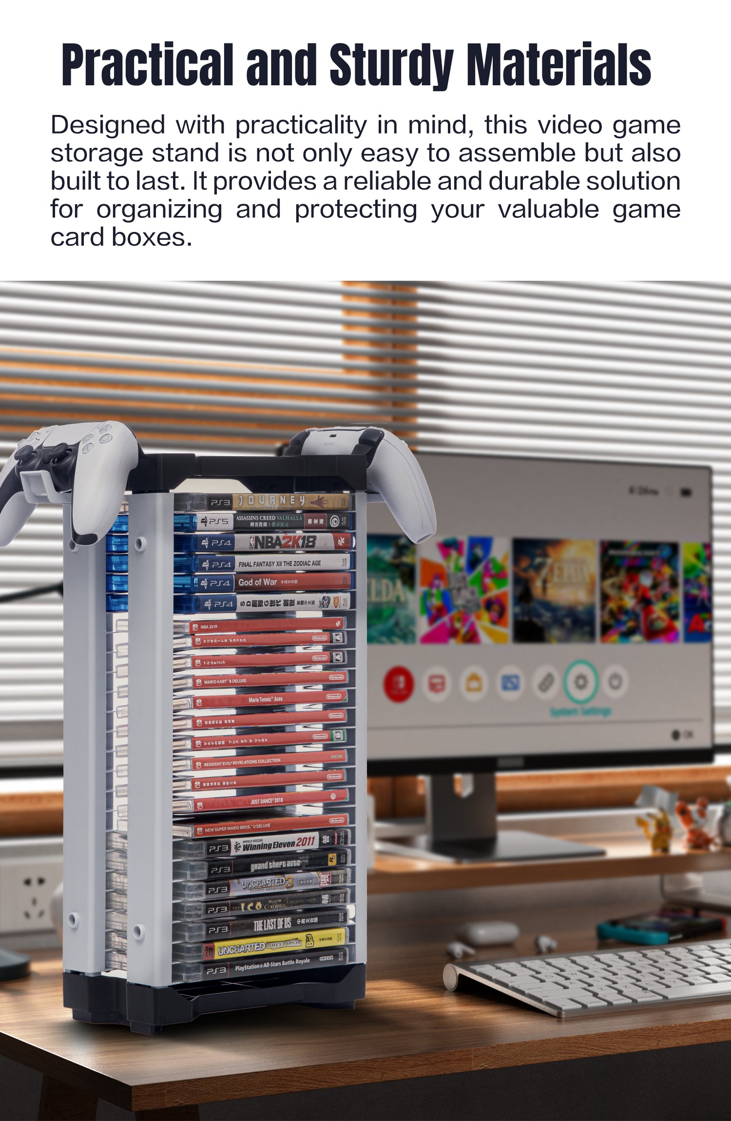 video game card box storage stand