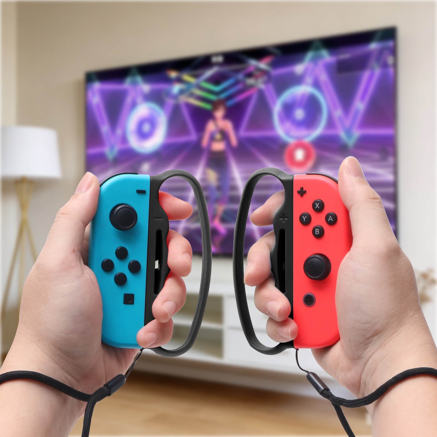 ECHZOVE Grip for Switch Fitness Boxing, Handle for Nintendo Switch Boxing - 2 Packs (Black)