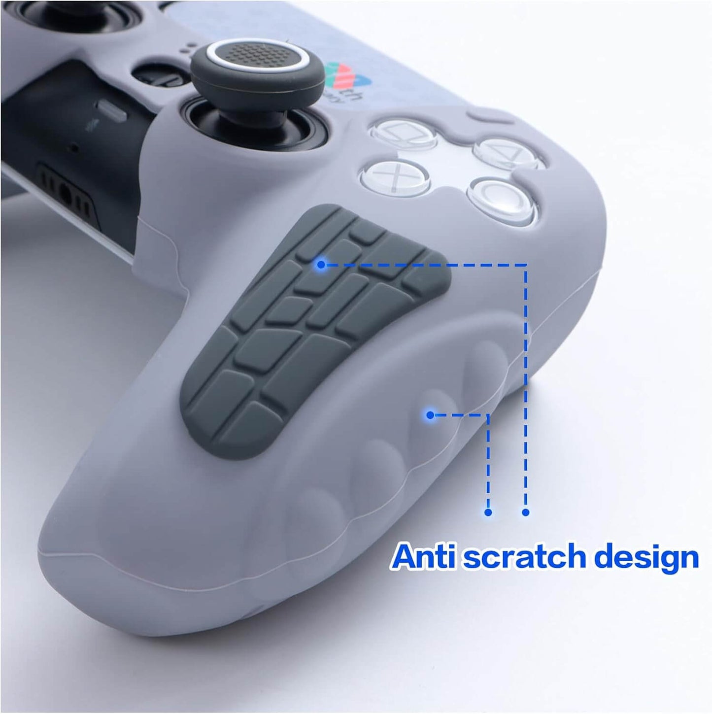 ECHZOVE PS5 Controller Cover Case – 30th Anniversary Limited Edition Protective Silicone Skin for PlayStation 5 Controller, Anti-Slip, Sweat-Resistant, Shockproof Grip Case (Light Grey)
