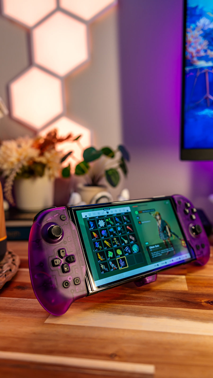 nintendo switch oled controller grip purple