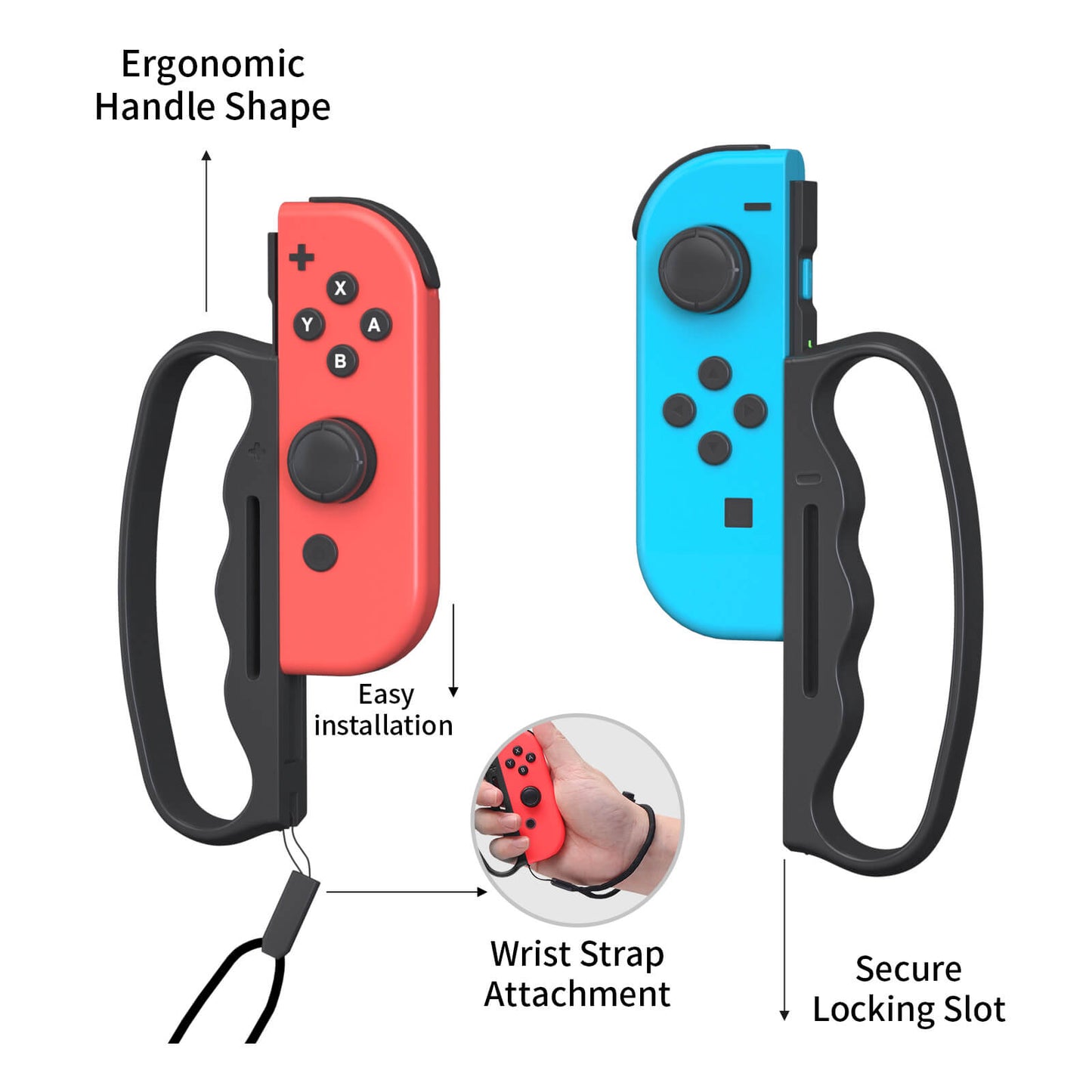 ECHZOVE Grip for Switch Fitness Boxing, Handle for Nintendo Switch Boxing - 2 Packs (Black)