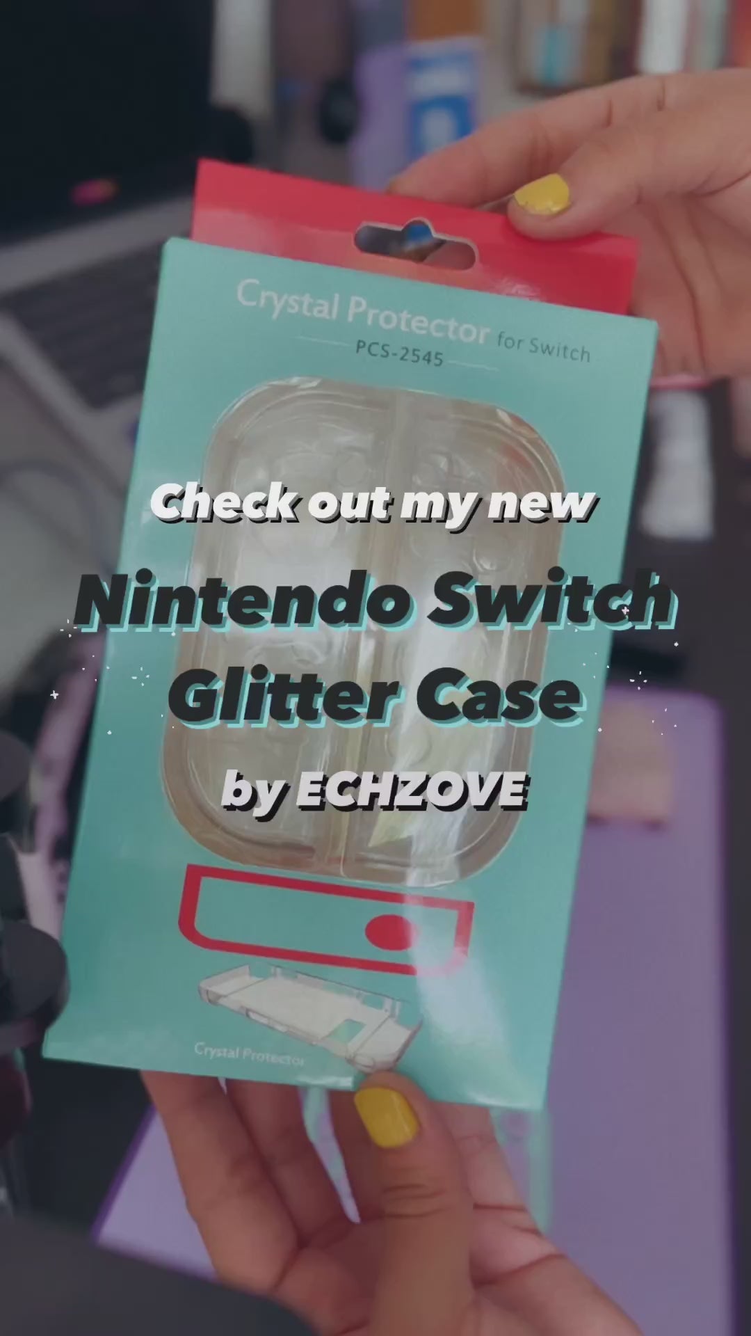 nintendo switch clear glitter case